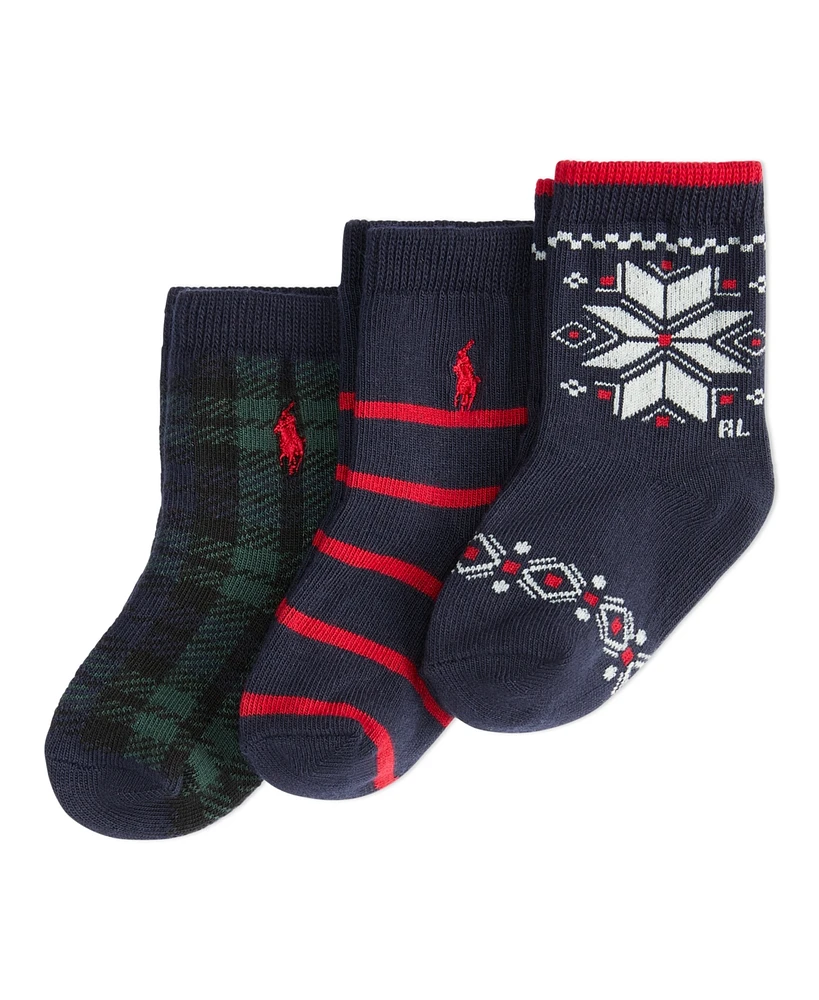 Polo Ralph Lauren Baby Boys Novelty Holiday Sock, 3-Pack