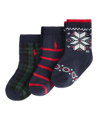 Polo Ralph Lauren Baby Boys Novelty Holiday Sock, 3-Pack