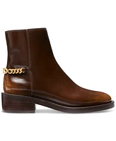Michael Kors Women's Carlisle Chain-Detail Brown Ankle Booties