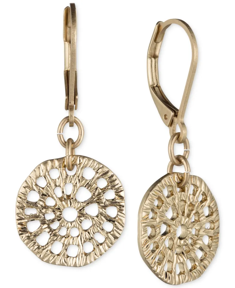 lonna & lilly Gold-Tone Textured Disc Drop Earrings
