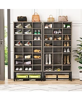Tribesigns 8-Tier Shoe Storage Cabinet, Freestanding Wooden Shoe Closet Rack with 24 Cubbies, Tall Entryway Shoe Organizer with Adjustable Partition f