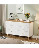 Tribesigns 6 Drawer Dresser, 47 inch Modern White Dresser for Bedroom, Wide Large Double Dresser Wood Storage Organizer Chest of Drawers for Closet Li