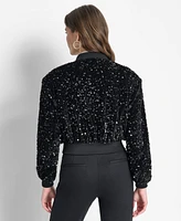 Dkny Women's Cropped Long-Sleeve Sequin Jacket