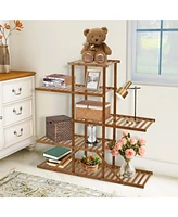 Sugift 5-tier 10 Potted Bamboo Plant Stand