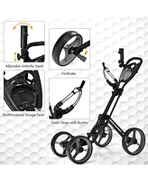 4 Wheel Golf Push Cart with Brake Scoreboard Adjustable Handle