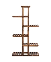 6 Tier Garden Wooden Shelf Storage Plant Rack Stand