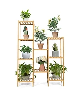 Sugift 9-Tier Bamboo Plant Stand for Living Room Balcony Garden