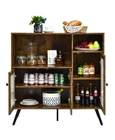 Sugift Buffet Storage Cupboard with Glass Door and Adjustable Shelves