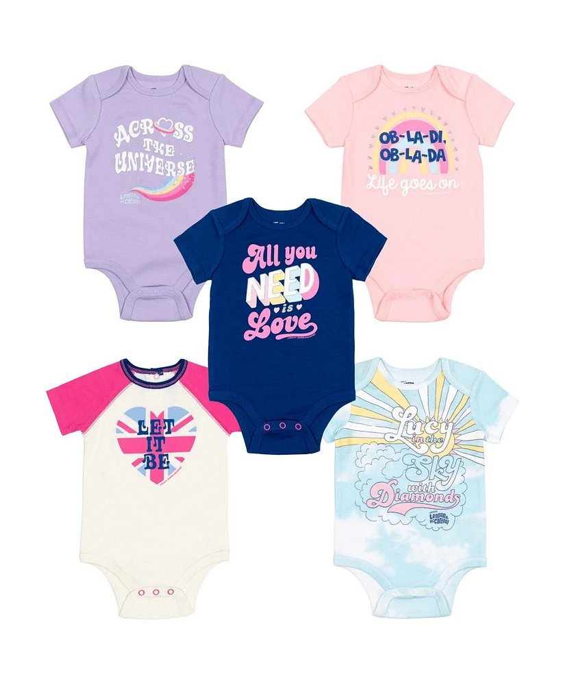 Lyrics by Lennon and McCartney Baby Girls 5 Pack Bodysuits Newborn to