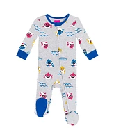 Pinkfong Baby Boys Mommy Shark Daddy 2 Pack Zip Up Sleep N' Play Coveralls Newborn to