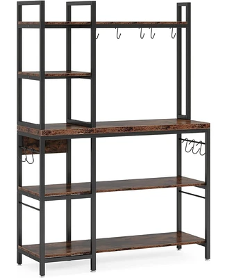 Tribesigns Bakers Rack with Storage for Kitchen 43 Inch Wide Large Racks Shelves, 5-Tier Tall Utility Shelves Organizers and 10 Hooks