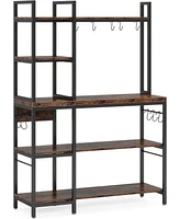 Tribesigns Bakers Rack with Storage for Kitchen 43 Inch Wide Large Racks Shelves, 5-Tier Tall Utility Shelves Organizers and 10 Hooks