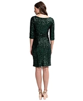 Hotsquash London Women's Boat Neck Sequin Dress with Sleeves