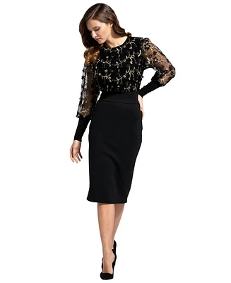 Hotsquash London Women's Embroidered Top Pencil Dress