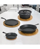 Megachef Pre-Seasoned Cast Iron 5-Piece Kitchen Cookware Set, Pots and Pans