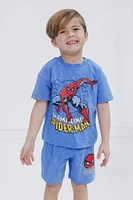 Avengers Boys Marvel Spider-Man Graphic T-Shirt and Shorts Outfit Set to