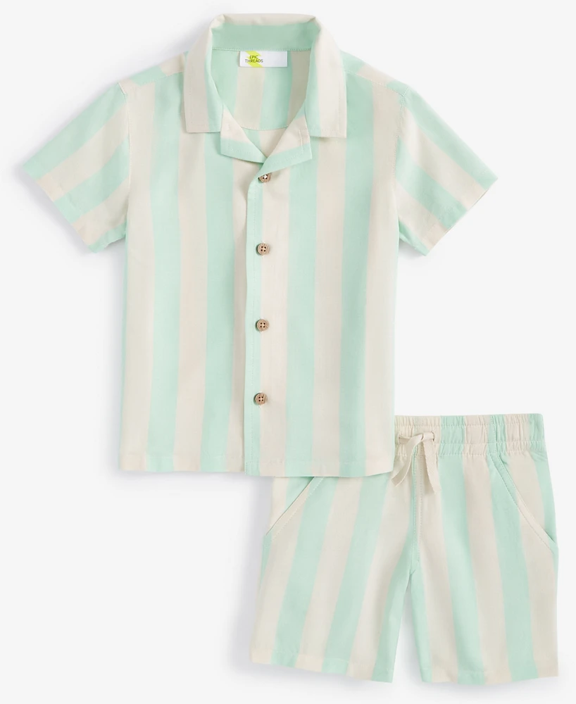 Epic Threads Toddler Boys Cabana Stripe Woven Short-Sleeve Shirt & Shorts Set, Created for Macy's