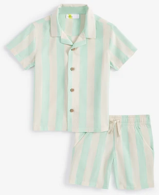 Epic Threads Toddler Boys Cabana Stripe Woven Short-Sleeve Shirt & Shorts Set, Created for Macy's