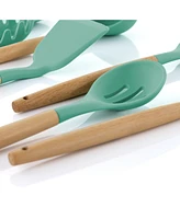 MegaChef Gray Silicone and Wood Cooking Utensils, Set of 9