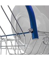 MegaChef 16 Inch Two Shelf Iron Wire Dish Rack in Blue