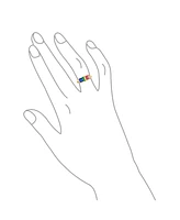 Bling Jewelry Colorful Couples Princess Cut Square CZs Rainbow Ring Band Gold Tone Stainless Steel 3MM