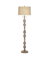 Barnes and Ivy Tuscan Chic Farmhouse Rustic Country 62 1/2" Tall Standing Floor Lamp Pull Chain Gray Natural Faux Wood Finish Living Room Bedroom Hous