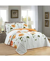 MarCielo 3 Piece 100% Cotton Printed Floral Quilt Set Lightweight Bedspread Set Queen