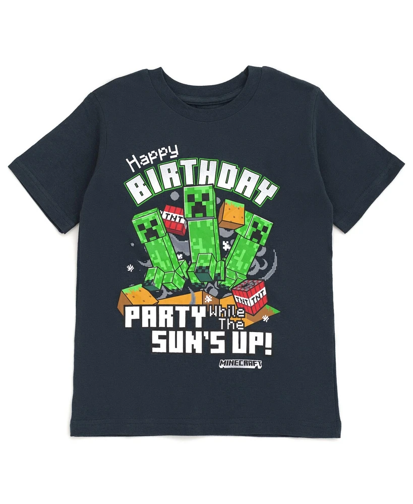 Minecraft Boys Creeper Birthday T-Shirt to (4 - 18-20)