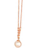 Le Vian Pink Freshwater Pearl (8mm) & Nude Diamond (1/5 ct. t.w.) Adjustable 19" Statement Necklace in 14k Rose Gold