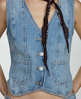 Mango Women's Pockets Detail Denim Vest