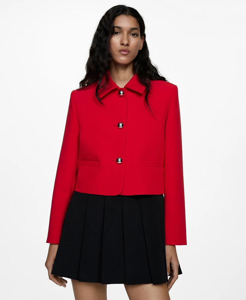 Mango Women's Buttoned Cropped Jacket