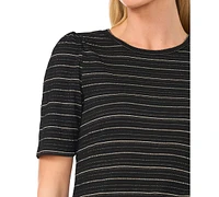 CeCe Women's Metallic Striped Top