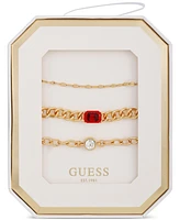 Guess Gold-Tone 3-Pc. Set Crystal Link Bracelets