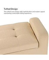 Hulala Home Upholstered Modern Flip Top Storage Bench with Metal Base