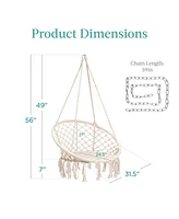 Best Choice Products Handwoven Cotton Macrame Hammock Hanging Chair Swing for Indoor & Outdoor Use w/ Backrest