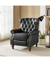 Justine Wooden Upholstery Genuine Leather Recliner with Tufted Back