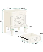 Tribesigns Nightstand, End Table with 2 Drawers, Carved Bedside Tables, Side Table for Bedroom, Living Room, Classic Bedroom Furniture, Night Stand