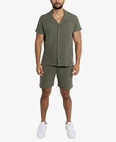 Spring + Mercer Men's Camp Collar Casual Short Sleeve Button-Up Shirt