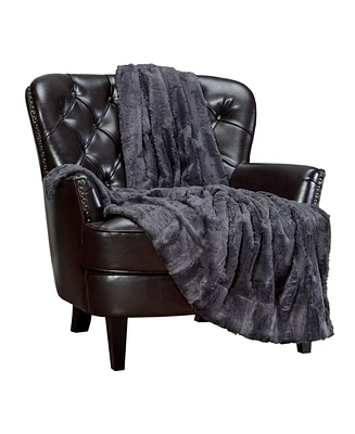 Chanasya Premium Fuzzy Faux Fur Rectangular Embossed Throw Blanket