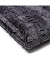 Chanasya Premium Fuzzy Faux Fur Rectangular Embossed Throw Blanket