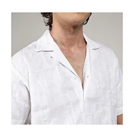 Campus Sutra Men's Chalk White Embroidered Heathered Shirt