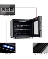 Jinjunye Wine Cooler Refrigerator, Upgrade 12 Bottle Wine Fridge Small Dual Chip, Countertop Wine Cooler Temperature Control, 46-66°F, Mini Frees