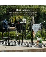 Best Choice Products 3-Piece Outdoor Wicker Bistro Bar Height Set for Patio, Garden w/ Barstools, Steel Frame