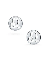 Bling Jewelry Tiny Simple Round Astrology Leo Horoscope Zodiac Stud Earrings Sterling Silver
