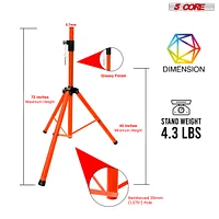 5 Core Speaker Stand Tripod Tall Adjustable 72 Inch Dj Studio Monitor Stands Pole Mount - Orange