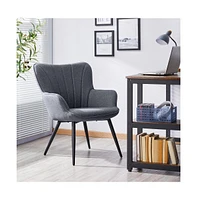 Yaheetech Modern Pleated Curved Back Accent Chair Upholstered Gray