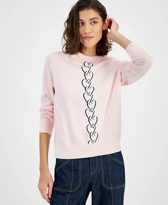 Tommy Hilfiger Women's Chained-Heart Raglan Sweater