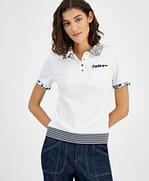 Tommy Hilfiger Women's Elevated Cotton Polo Short-Sleeve Top