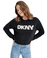 Dkny Jeans Women's Tinsel Logo Boucle Sweater