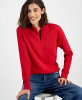 Tommy Hilfiger Women's Cable-Knit Quarter-Zip Sweater